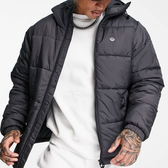 Adidas Originals Three Stripe Padded Jacket With Hood Size XL - Picture 1 of 5